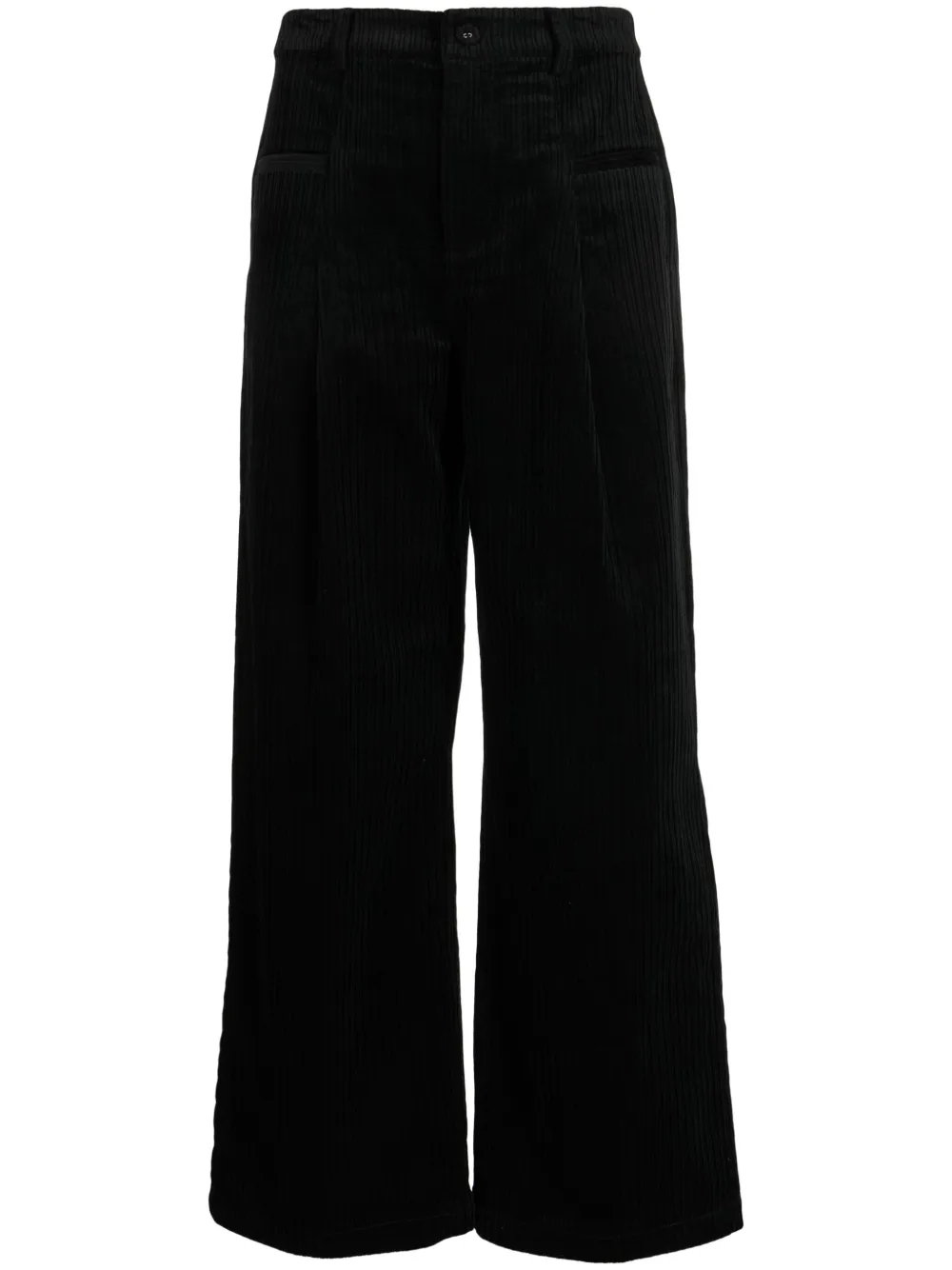 Tout A Coup Corduroy Cotton Palazzo Trousers In Black