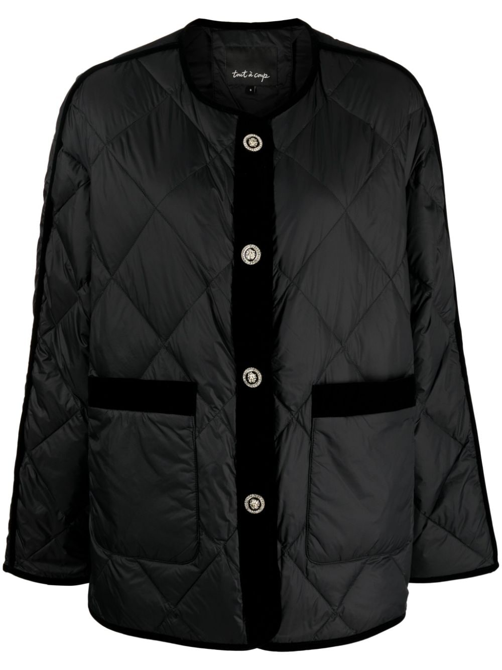 diamond-quilted down jacket