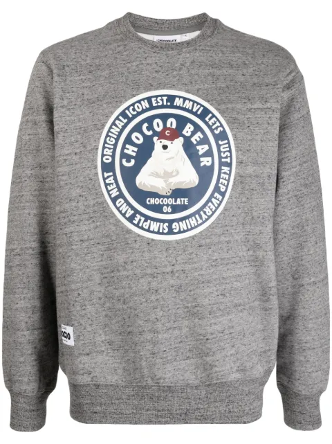 CHOCOOLATE Chocoobear-print mélange sweatshirt