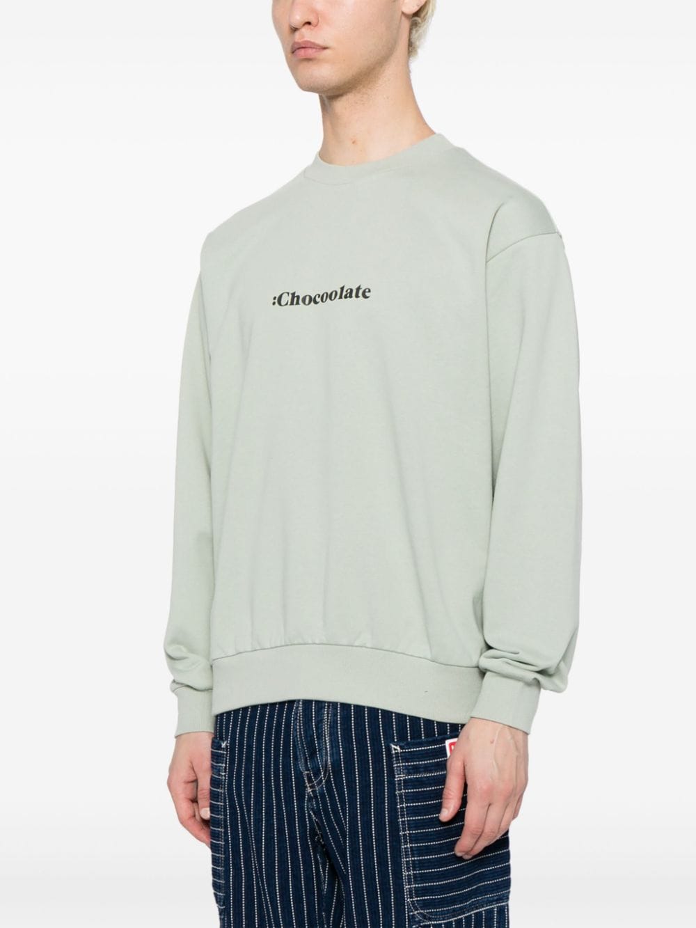 Shop Chocoolate Logo-print Cotton Sweatshirt In Green