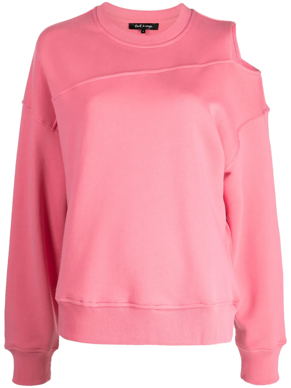 Tout A Coup Cut-out Panelled Cotton Sweatshirt In Pink