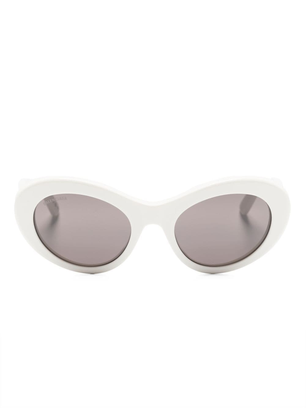 Balenciaga Logo-plaque Round-frame Sunglasses In White