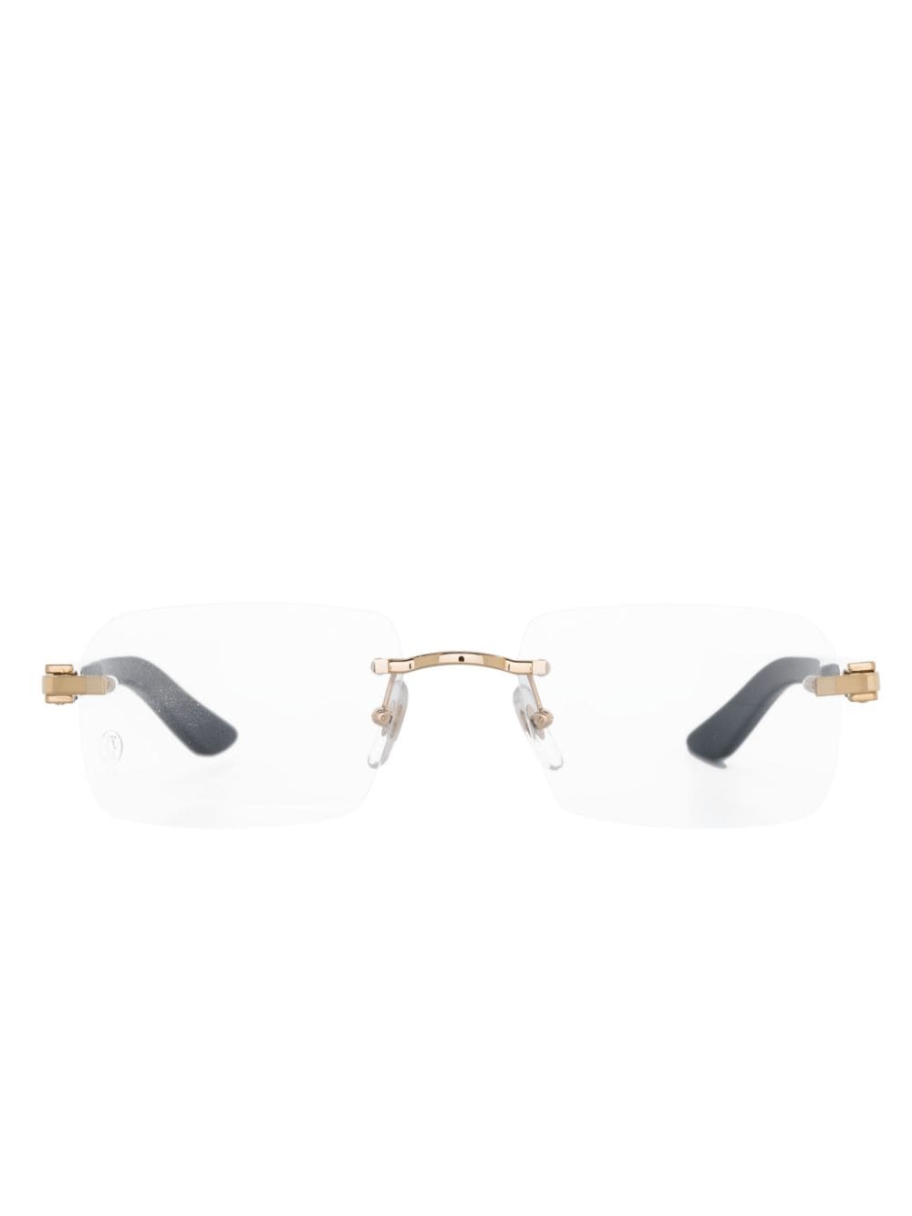 Cartier Logo-plaque Rectangle-frame Glasses In Black