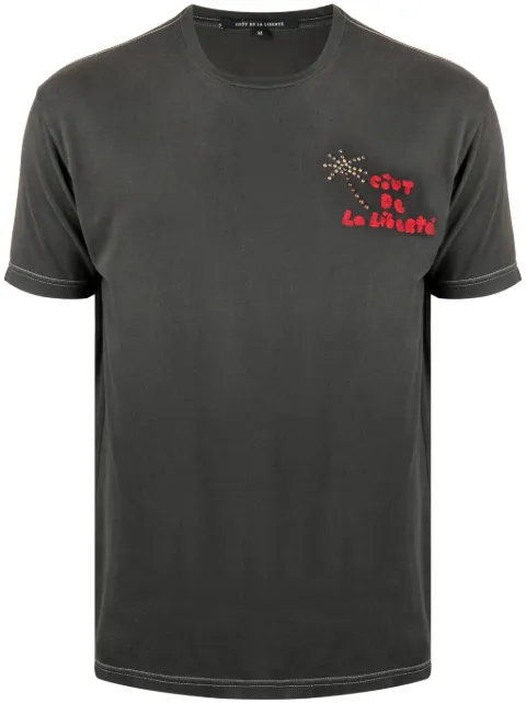 cout de la liberte bead-embellished logo-embroidered T-shirt
