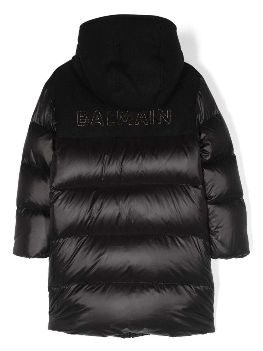 Shop Balmain Hooded Padded Jacket In Black