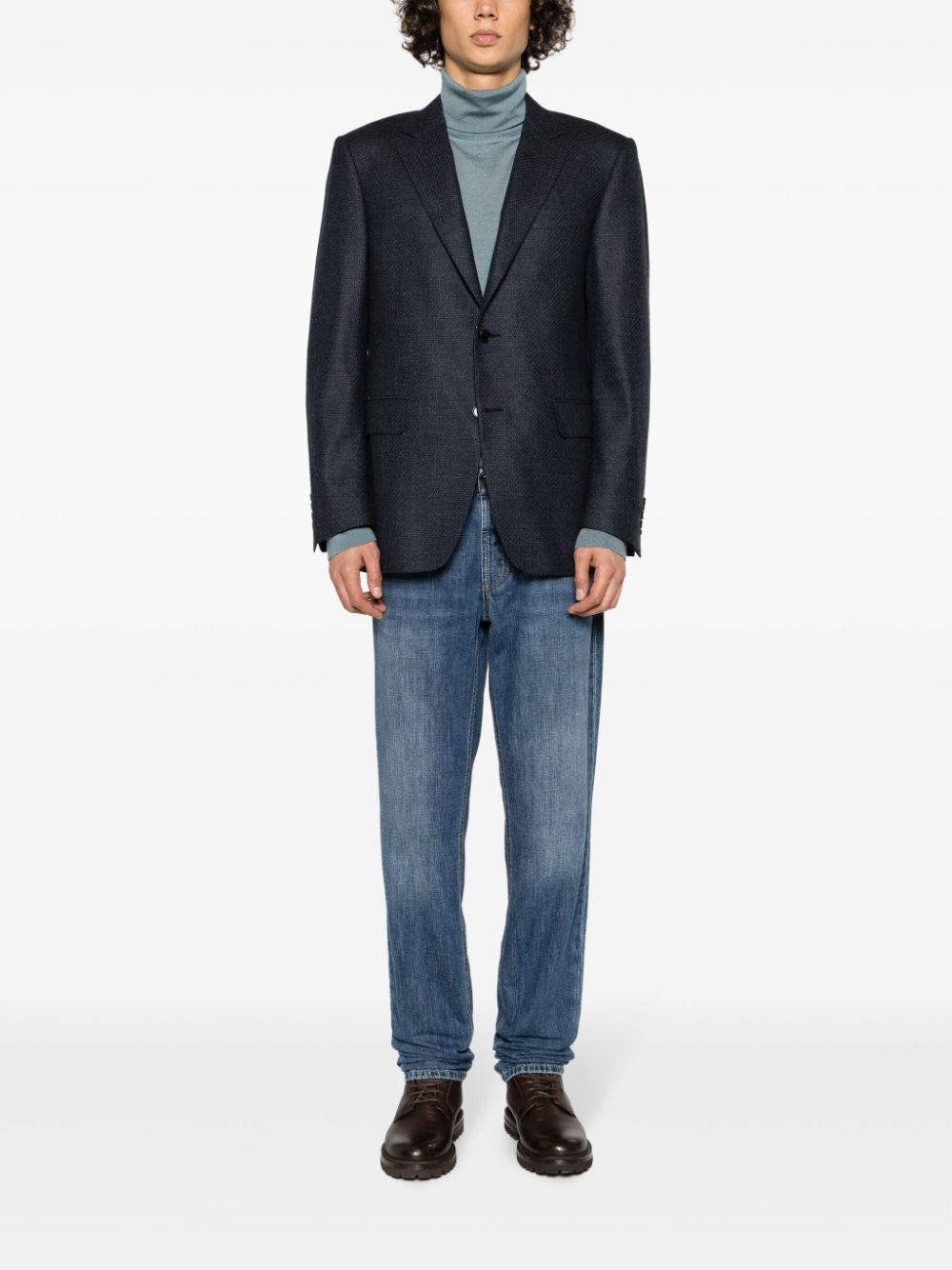 Canali notched-lapels wool blazer - Blauw