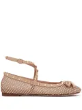 Valentino Garavani Rockstud rhinestone-embellished ballerina shoes - Neutrals