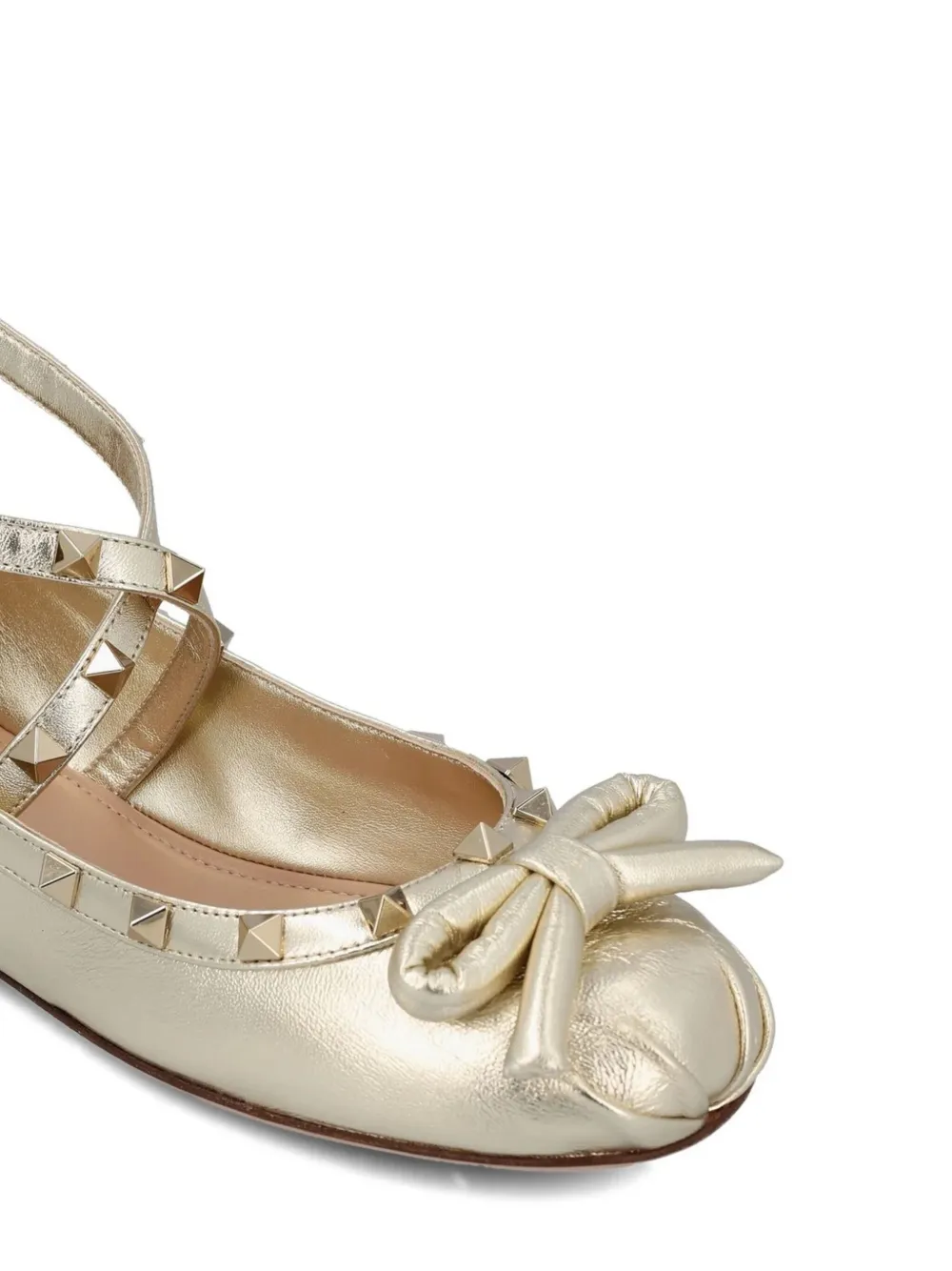 Rockstud leather ballerina shoes