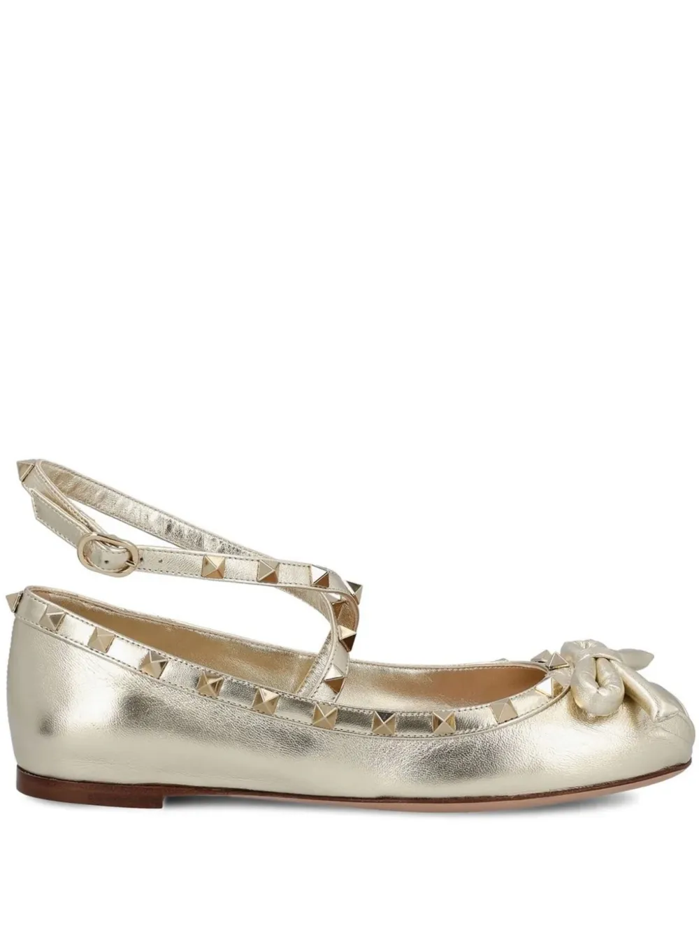 Valentino Garavani Rockstud leather ballerina shoes | Gold | Image 1