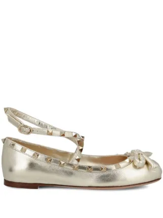 Valentino Garavani ロックスタッズ フラットシューズ | ゴールド