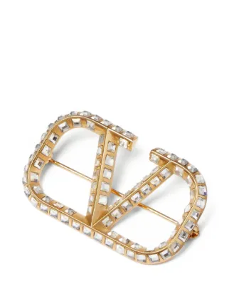 Valentino Garavani VLogo Signature crystal-embellished Brooch