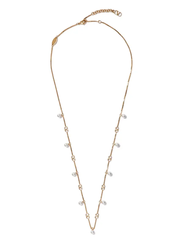 Valentino Garavani Vロゴ シグネチャー パールネックレス