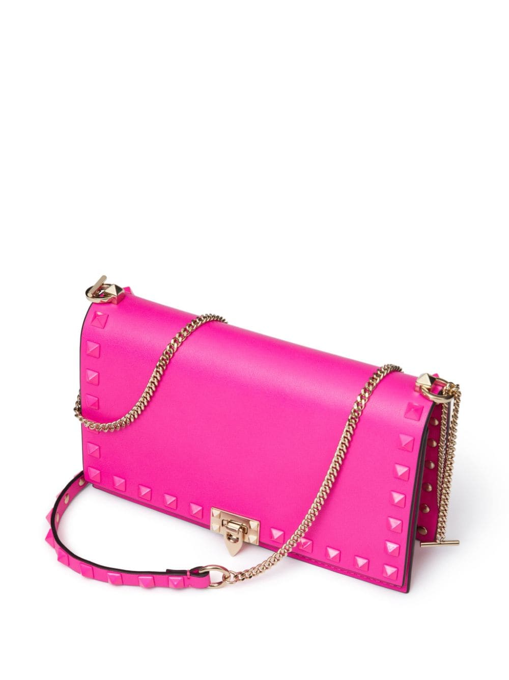 Shop Valentino Mini Rockstud Leather Crossbody Bag In Pink