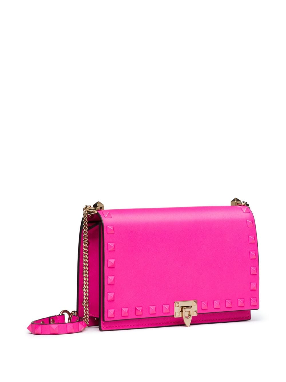 Shop Valentino Mini Rockstud Leather Crossbody Bag In Pink