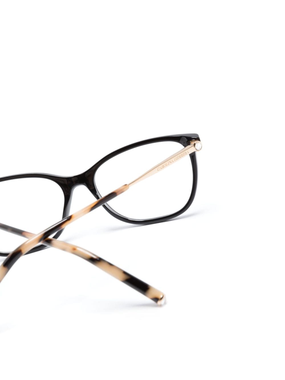 Shop Carolina Herrera Logo-engraved Cat-eye Frame Glasses In Brown