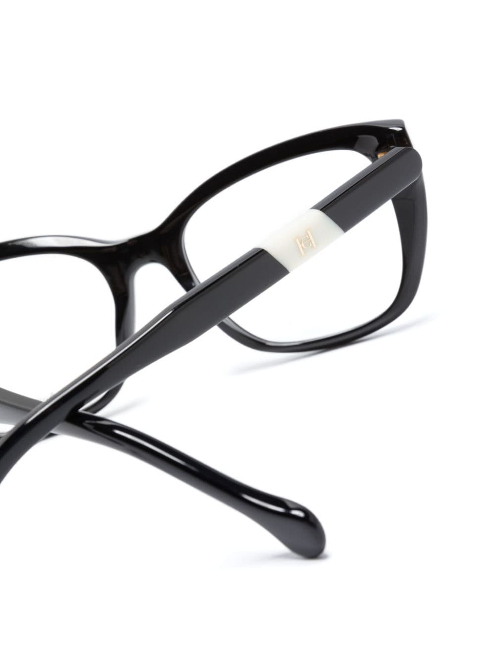 Shop Carolina Herrera Logo-lettering Square-frame Glasses In Black