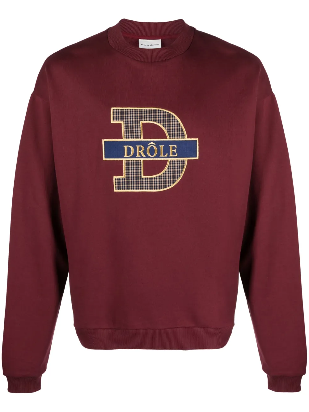 Drôle De Monsieur logo-embroidered cotton sweatshirt Paars