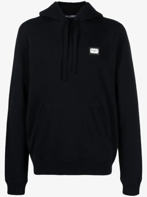 Dolce & Gabbana logo-plaque knitted hoodie