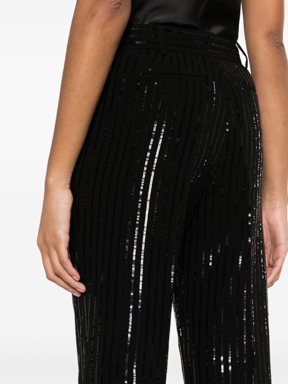 Shop Michael Michael Kors High-waisted Sequin Trousers In Black