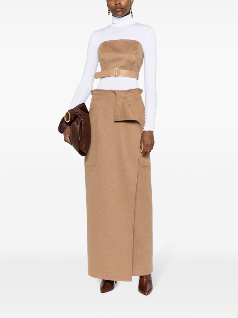 Max Mara Vintage patch-pocket straight skirt - Bruin