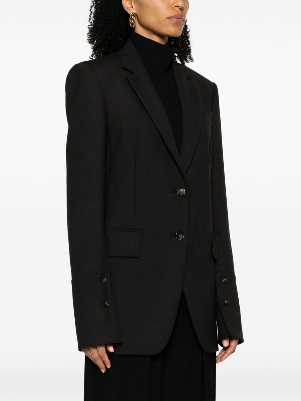 Shop Sportmax Single-breasted Crepe Blazer In Brown