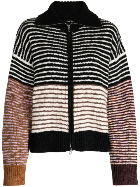 tout a coup stripe-pattern intarsia-knit cardigan 
