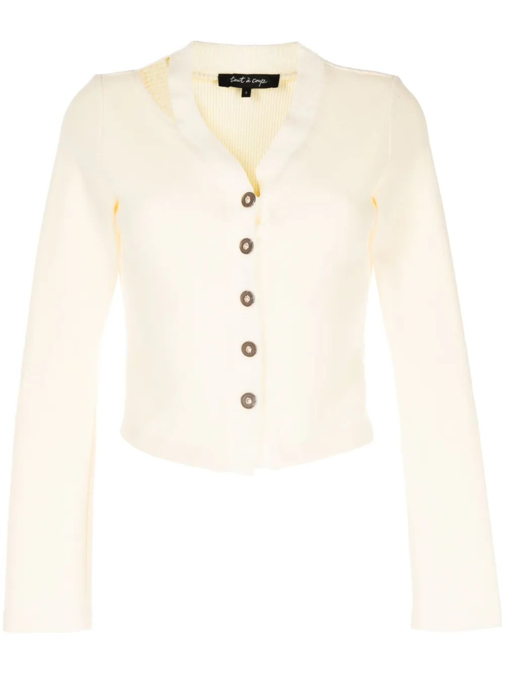 Tout A Coup Cut-out V-neck Cropped Jacket In White