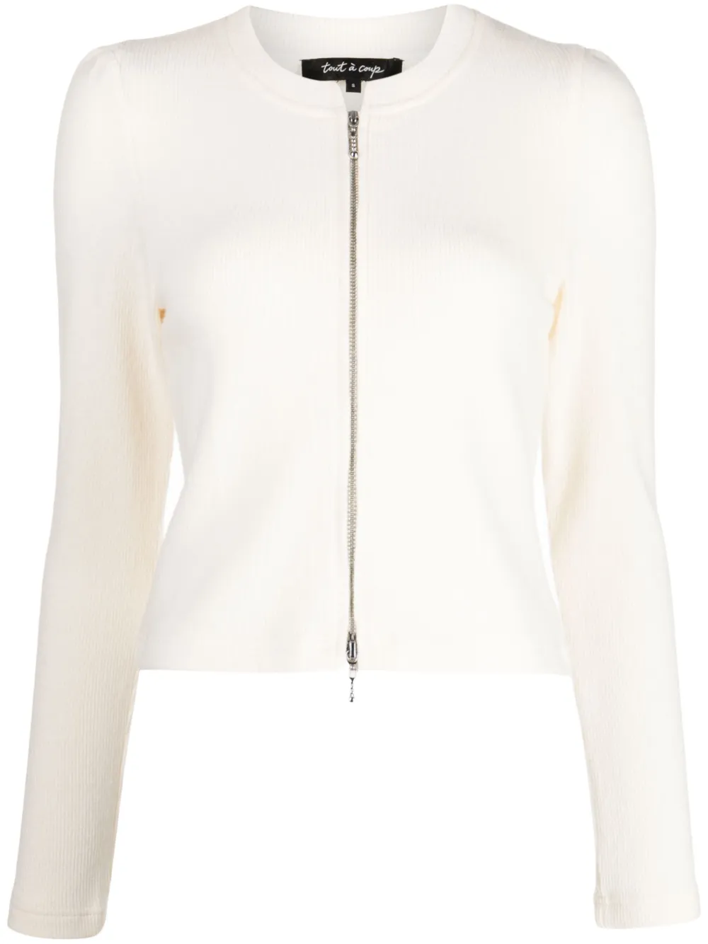 Shop Tout A Coup Cropped Fine-ribbed Cardigan In White