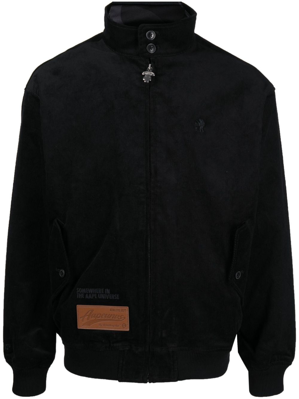Shop Aape By A Bathing Ape Logo-patch Cotton Bomber Jacket In Black