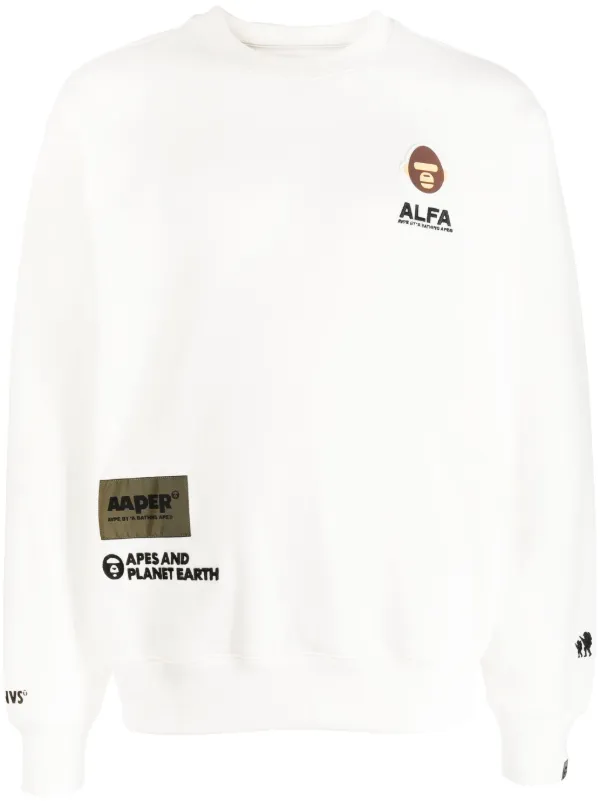 AAPE BY *A BATHING APE® logo-embroidered Jersey Sweatshirt - Farfetch