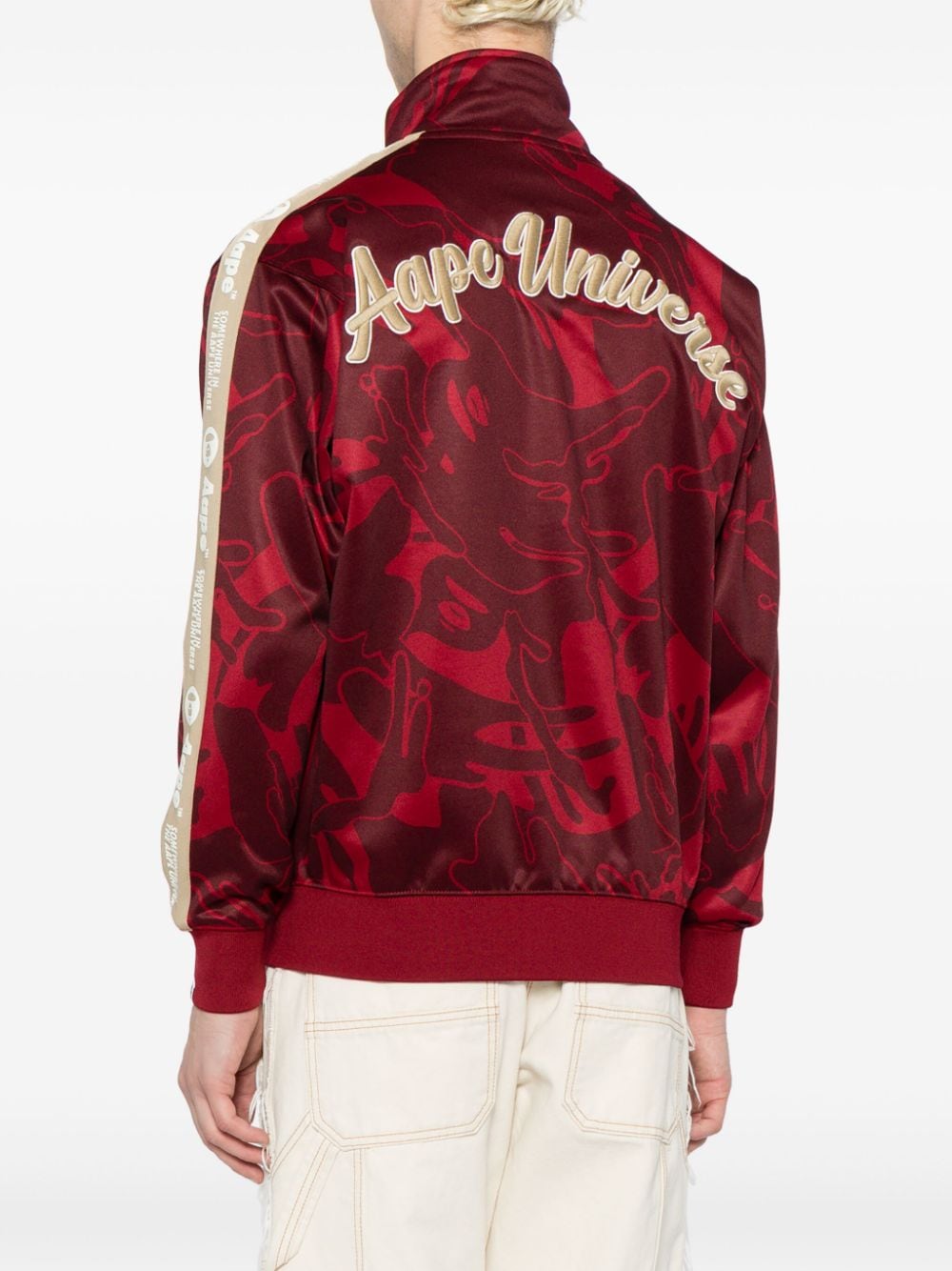 Shop Aape By A Bathing Ape Logo-embroidered Camouflage-print Track Jacket In Red