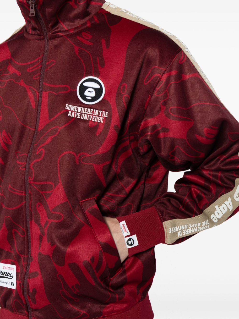 Shop Aape By A Bathing Ape Logo-embroidered Camouflage-print Track Jacket In Red