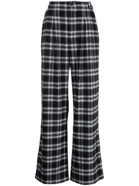 tout a coup checkered pleated straight-leg trousers