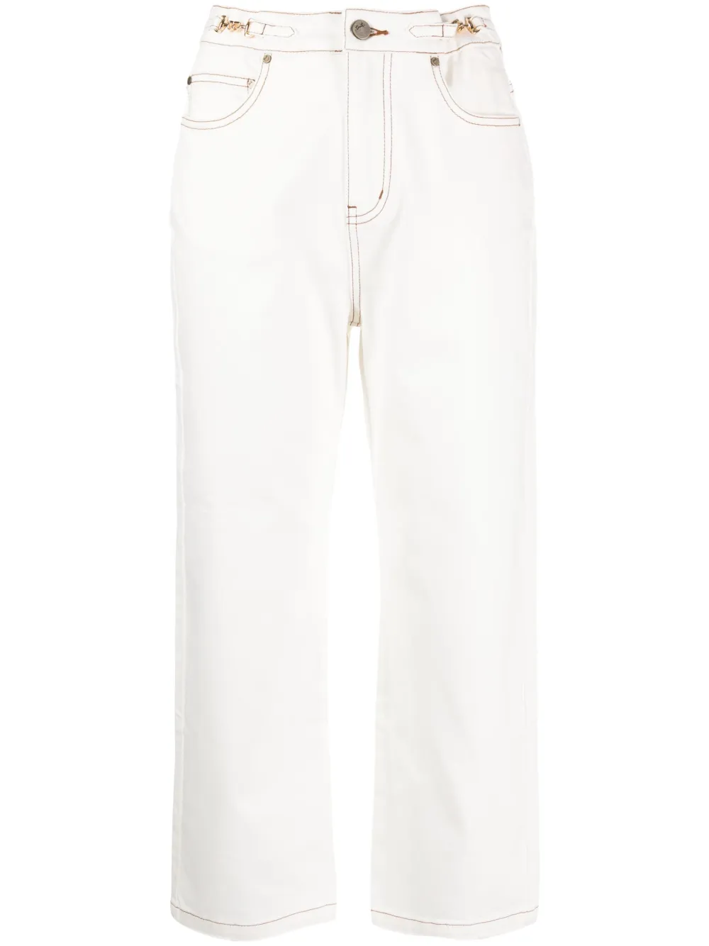 Tout A Coup Horsebit-embellished Mid-rise Straight-leg Jeans In White