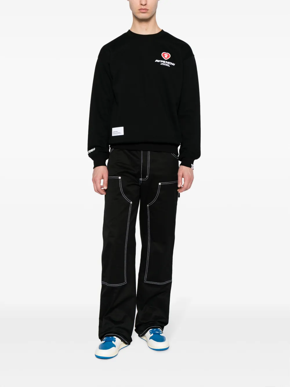 Shop Aape By A Bathing Ape Logo-embroidered Jersey Sweatshirt In Black