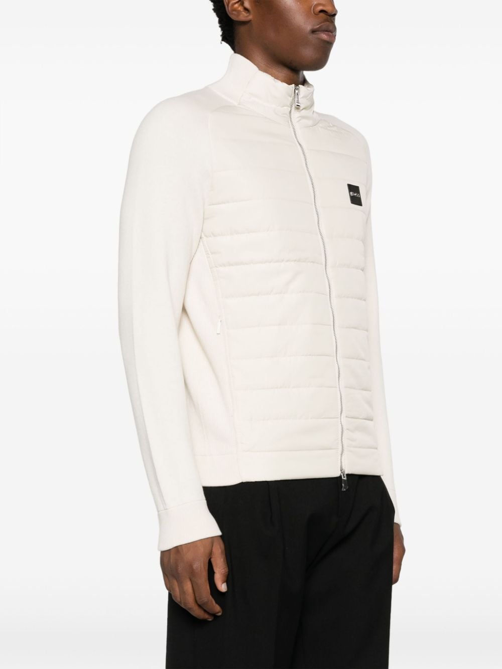 Shop Hugo Boss Quilted Panelled Jacket In Neutrals