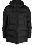 Rains logo-patch hooded padded jacket - Black