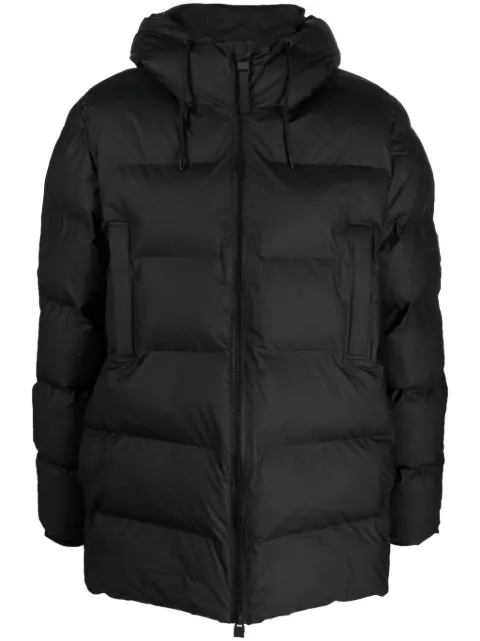 Rains logo-patch hooded padded jacket