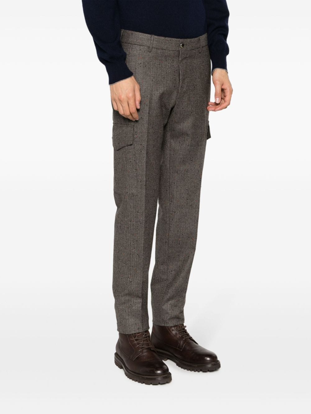 Shop Pt Torino Contrasting-trim Virgin Wool Tapered Trousers In Grau