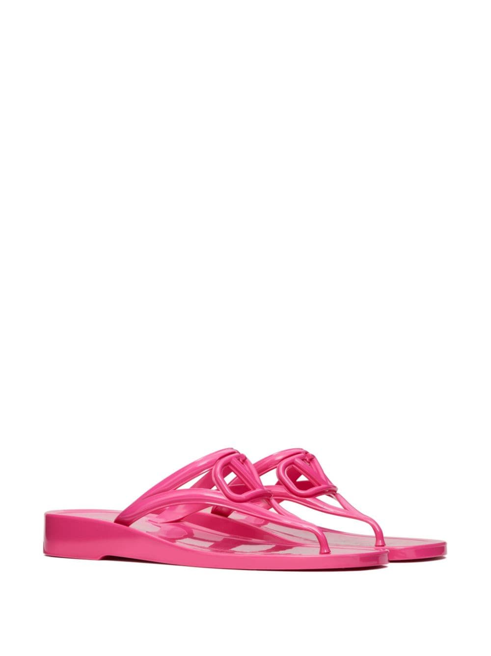 Shop Valentino Vlogo Signature Flip Flops In Pink