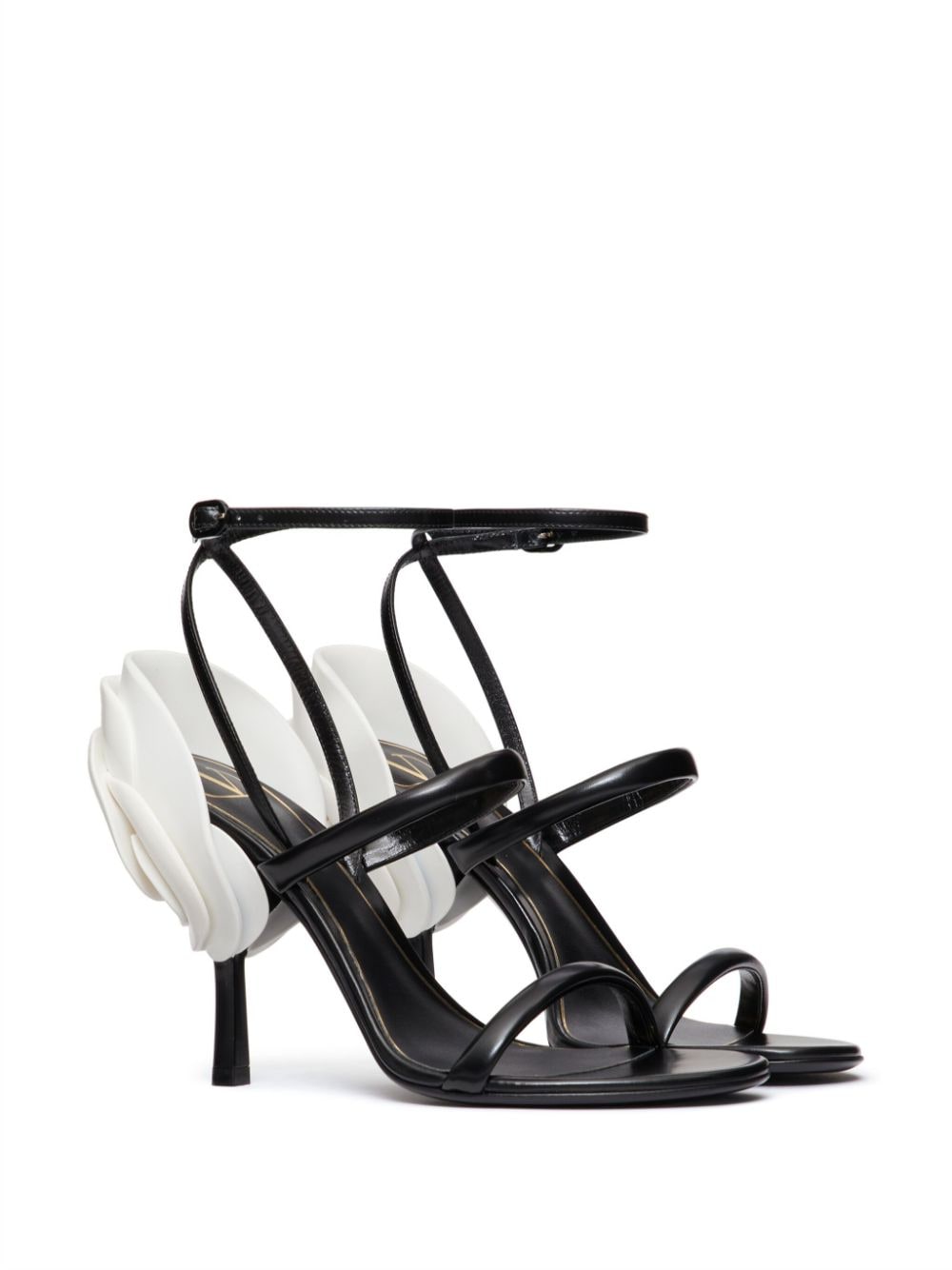 Shop Valentino Roserouche 1959 100mm Leather Sandals In Black