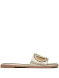 Valentino Garavani VLogo cut-out leather slides - Gold