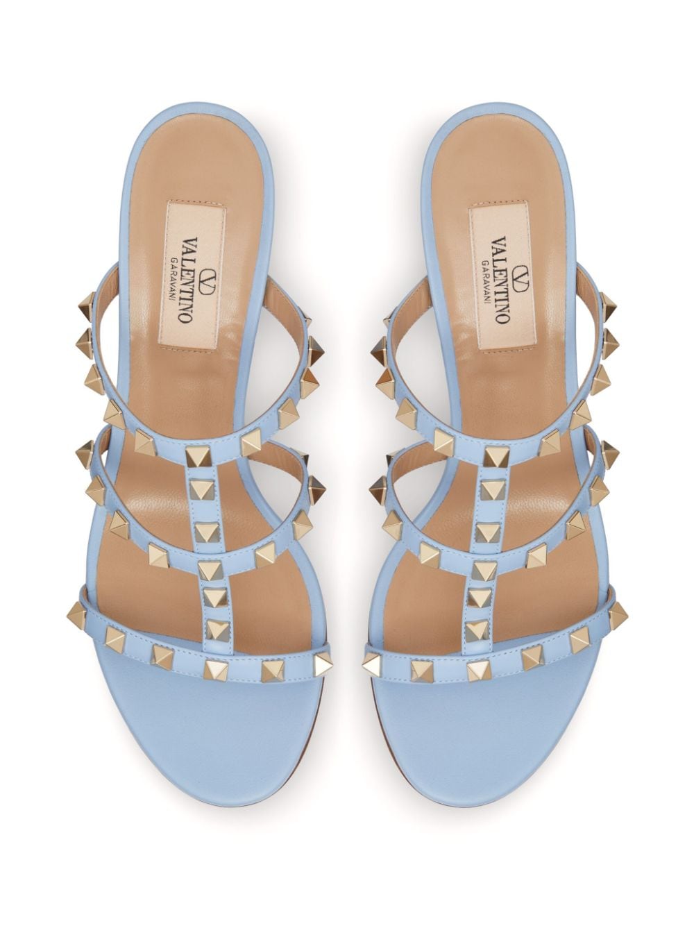 Shop Valentino Rockstud 60mm Leather Mules In Blue