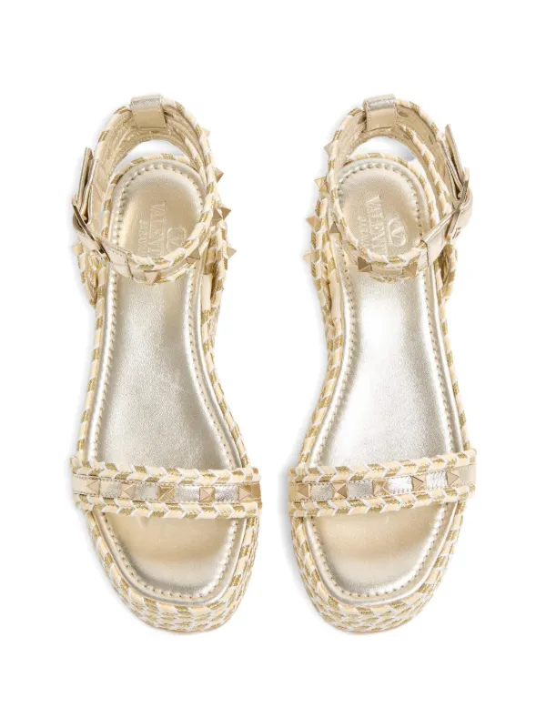 Valentino Garavani ロックスタッズ ラミネートナッパレザーフラット