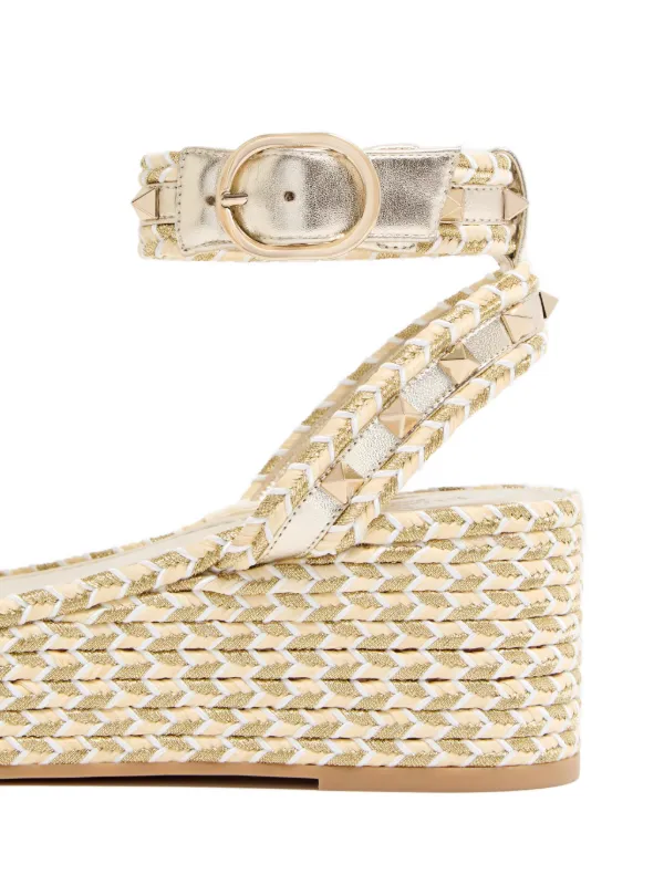 Valentino Garavani ロックスタッズ ラミネートナッパレザーフラット