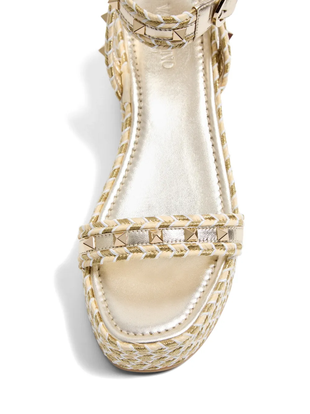 Valentino Garavani ロックスタッズ ラミネートナッパレザーフラット