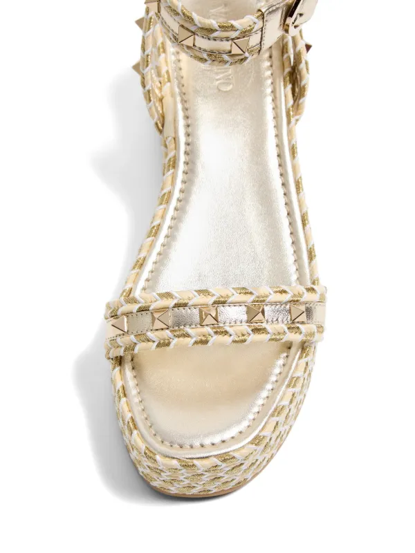 Valentino Garavani ロックスタッズ ラミネートナッパレザーフラット
