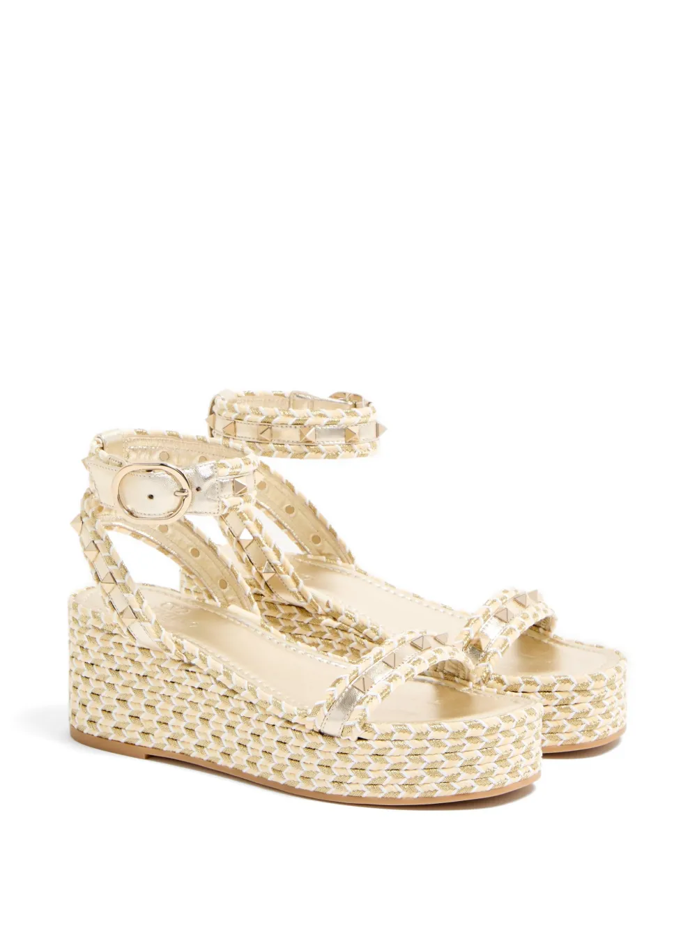 Valentino Garavani ロックスタッズ ラミネートナッパレザーフラット
