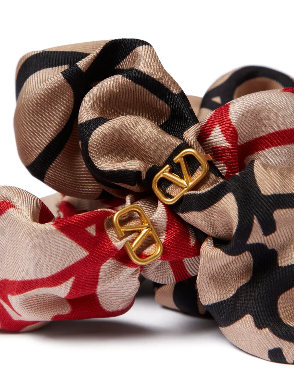Image 2 of Valentino Garavani Toile Iconographe silk scrunchies (set of two)