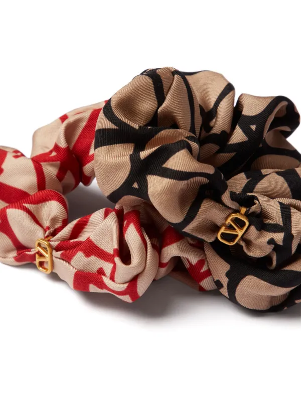 Valentino Garavani Toile Iconographe Silk Scrunchies (set Of  display picture 3
